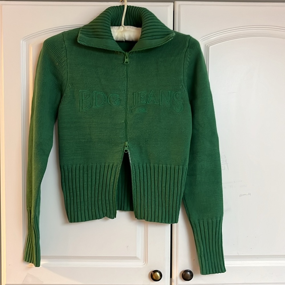 BDG jeans/urban outfitters cardigan.
Size: M
Color: green - Picture 3 of 3